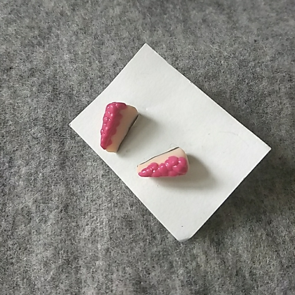 Tiny Handmade Cute Cheesecake Post Earrings